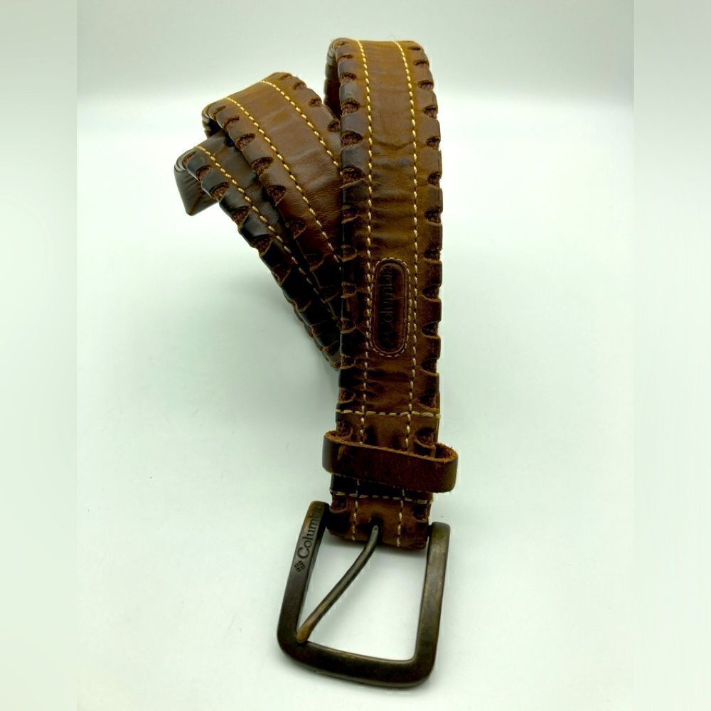 Vintage Columbia Men’s Genuine Leather Brown Belt Size 38/95 42”/44”